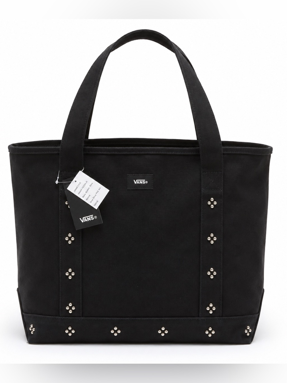 Rare Vans Black Studded Pergs Tote Bag NWT Silver Stud Canvas Shoulder Bag